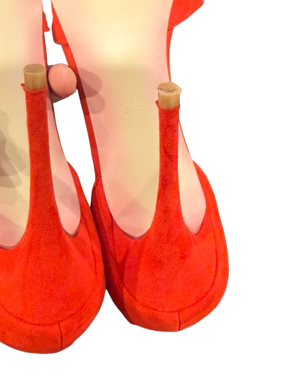 F5J Red Pointed-Toe Stiletto lace-up Heels with Black Ankle Ties size 9.5 - Picture 15 of 17